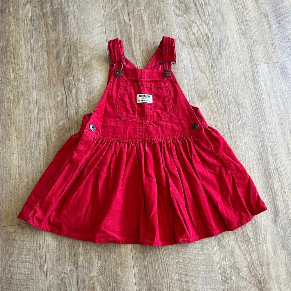 Oshkosh Red Corduroy Dress Jumper Toddler Girl